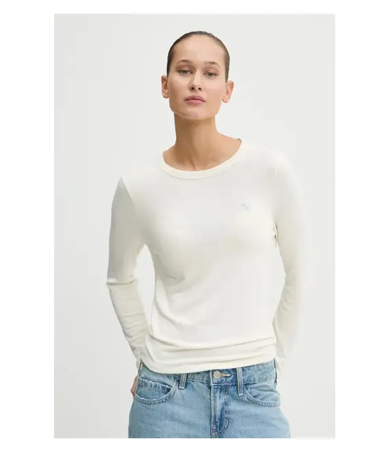 Longsleeve Abercrombie & Fitch χρώμα: μπεζ, KI139-4833