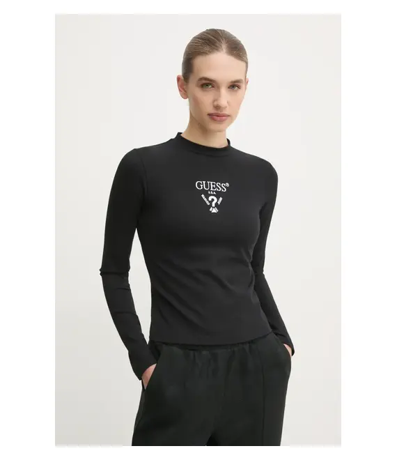 Μακρυμάνικο Guess COLETTE χρώμα: μαύρο, V4YI23 KCDH1