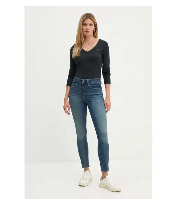 Βαμβακερή μπλούζα με μακριά μανίκια Levi's χρώμα: μαύρο, A9330