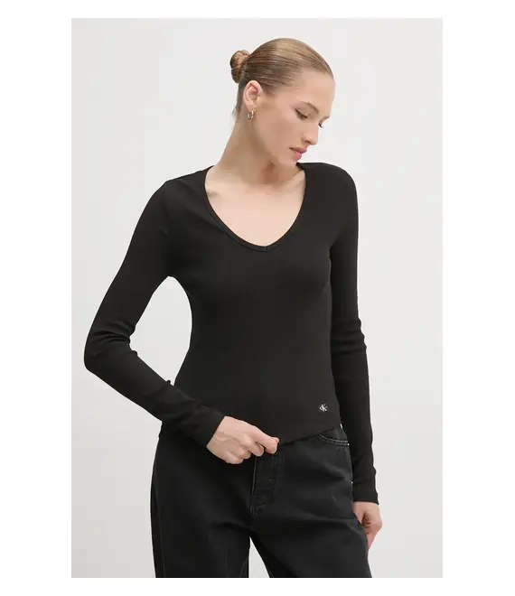 Longsleeve Calvin Klein Jeans χρώμα: μαύρο, J20J224197