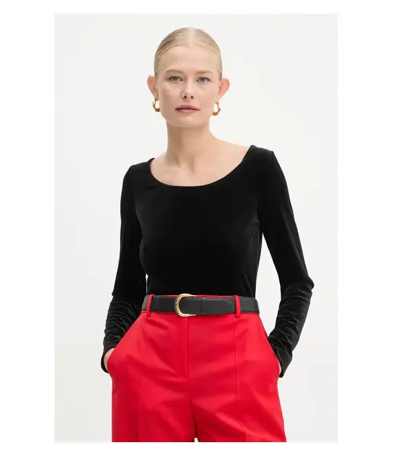 Body welurowe MICHAEL Michael Kors χρώμα: μαύρο, MF451KUF0P