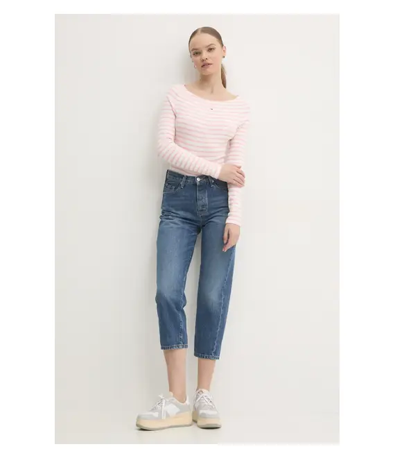 Longsleeve Tommy Jeans χρώμα: ροζ, DW0DW19817
