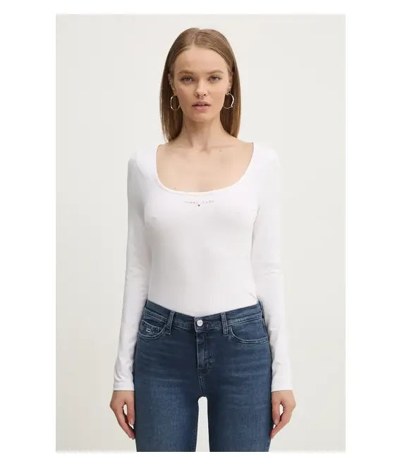 Longsleeve Tommy Jeans χρώμα: άσπρο, DW0DW18791