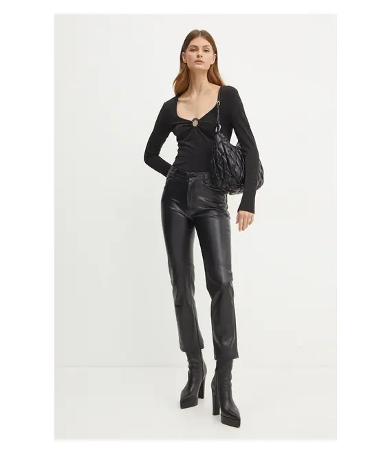 Longsleeve Karl Lagerfeld χρώμα: μαύρο, 246W1712
