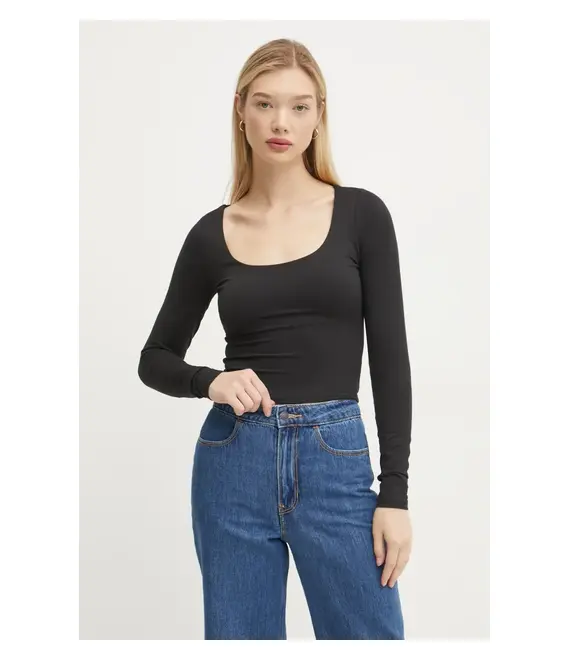 Μακρυμάνικο Hollister Co. χρώμα: μαύρο, KI339-3626