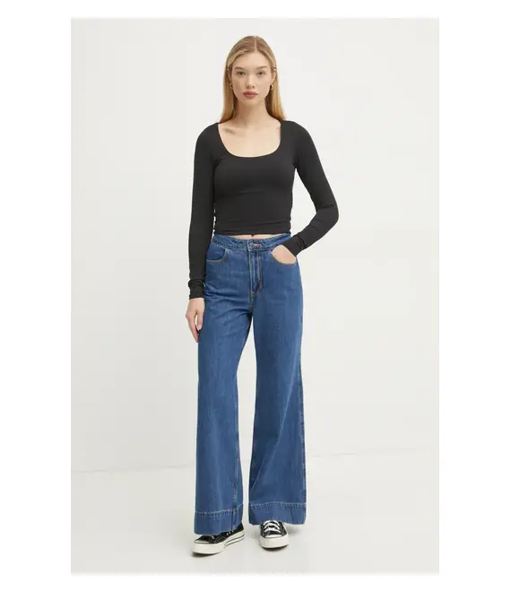 Μακρυμάνικο Hollister Co. χρώμα: μαύρο, KI339-3626