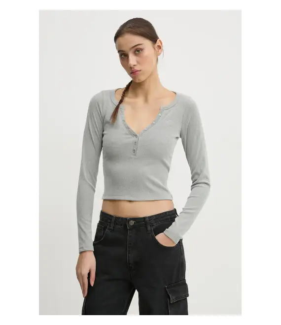 Μακρυμάνικο Hollister Co. χρώμα: γκρι, KI339-3631