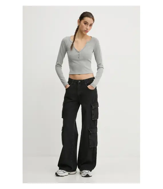Μακρυμάνικο Hollister Co. χρώμα: γκρι, KI339-3631