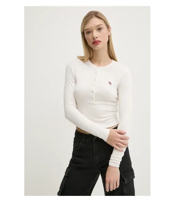 Μακρυμάνικο Abercrombie & Fitch χρώμα: μπεζ, KI139-4667