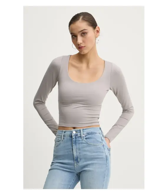 Μακρυμάνικο Hollister Co. χρώμα: γκρι, KI339-3628