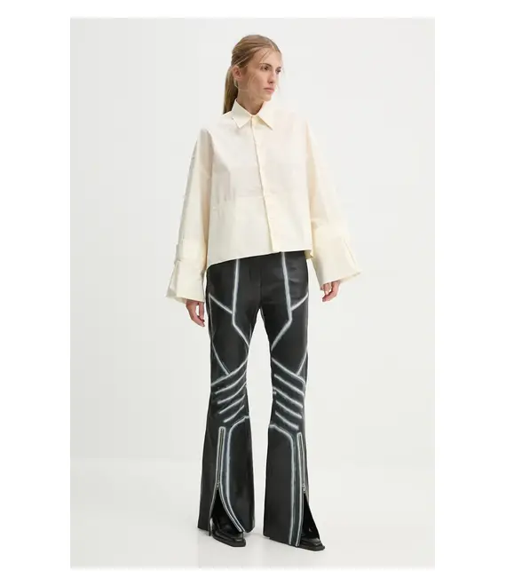 Βαμβακερό πουκάμισο MM6 Maison Margiela χρώμα: μπεζ, S62DT0034.S47294