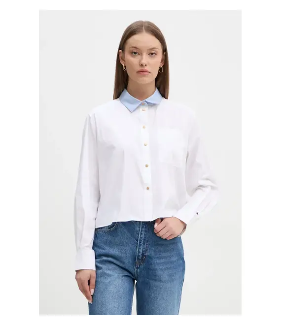 Πουκάμισο Tommy Hilfiger χρώμα: άσπρο, WW0WW43048