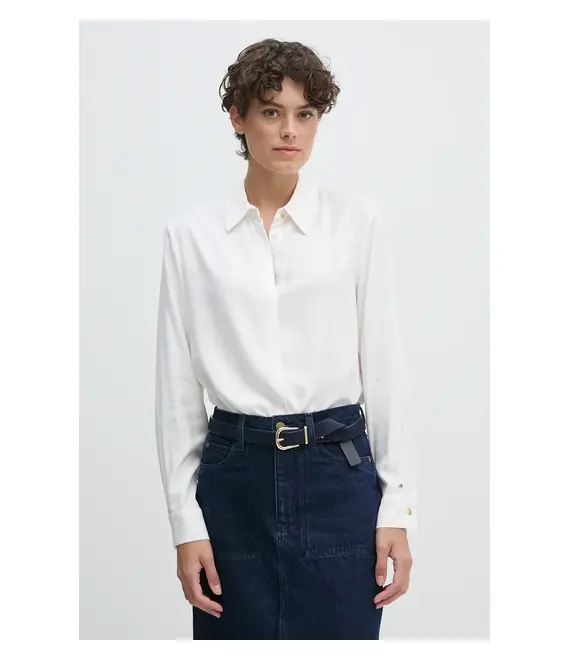 Πουκάμισο Tommy Hilfiger χρώμα: μπεζ, WW0WW43575