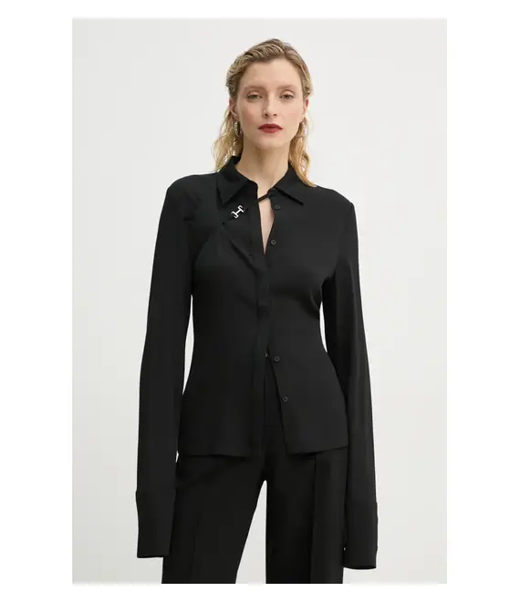 Πουκάμισο Heliot Emil χρώμα: μαύρο, AW24.W.05.056.BLK01