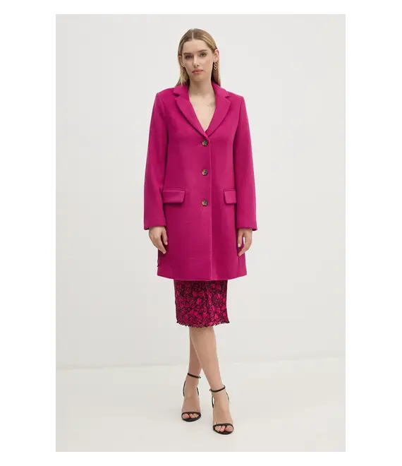 Μάλλινο παλτό United Colors of Benetton χρώμα: ροζ, 2U62DN062