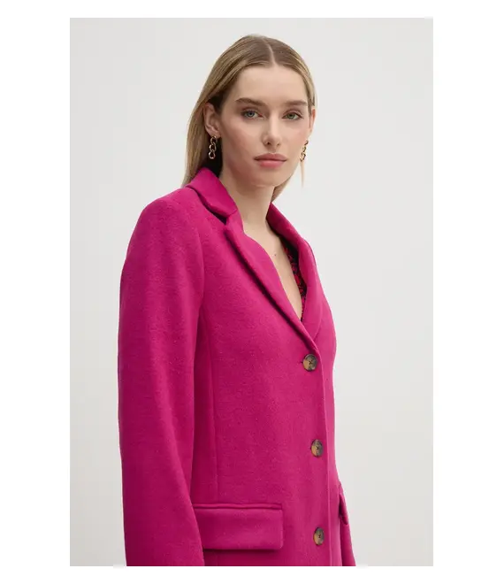 Μάλλινο παλτό United Colors of Benetton χρώμα: ροζ, 2U62DN062