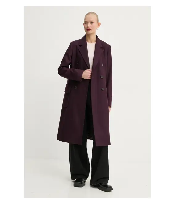 Μάλλινο παλτό PS Paul Smith χρώμα: μοβ, W2R.240C.N21059