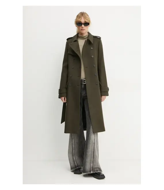 Μάλλινο παλτό The Kooples χρώμα: πράσινο, FTRE29003K