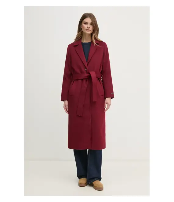 Μάλλινο παλτό Pepe Jeans BRENDA χρώμα: μπορντό, PL402479