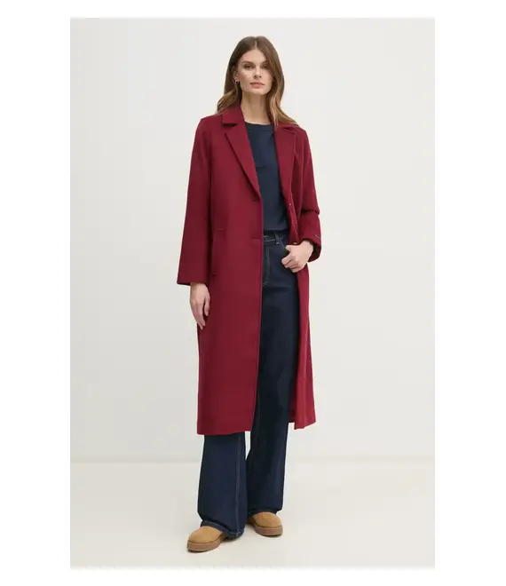 Μάλλινο παλτό Pepe Jeans BRENDA χρώμα: μπορντό, PL402479