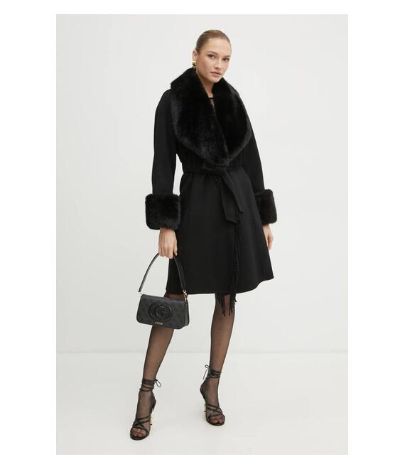 Μάλλινο παλτό Marciano Guess LILIANA χρώμα: μαύρο, 4BGL10 7125A