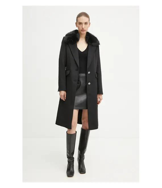 Παλτό από μείγμα μαλλιού Guess NANCY χρώμα: μαύρο, W4BL32 WGJG2