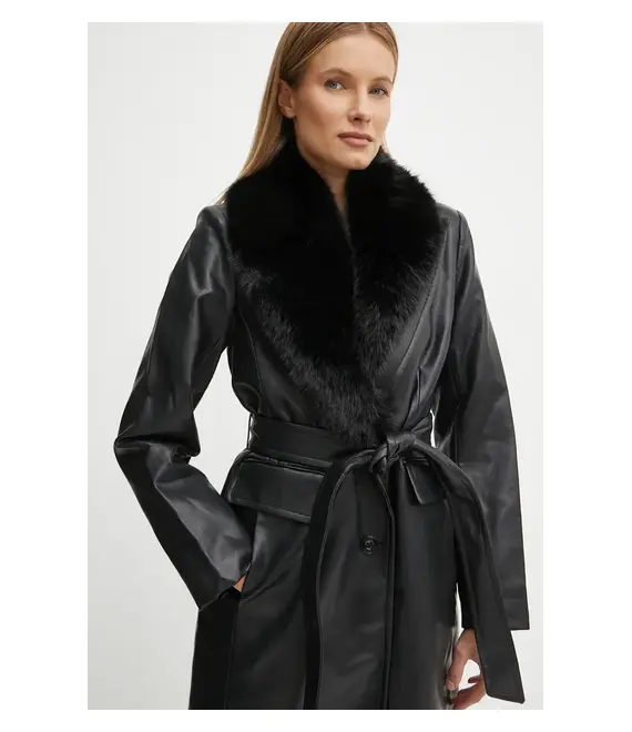 Παλτό MICHAEL Michael Kors χρώμα: μαύρο, 77B1402M52