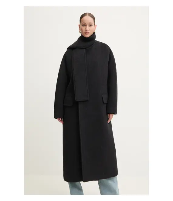Μάλλινο παλτό MSGM χρώμα: μαύρο, 3742MDC04.247503