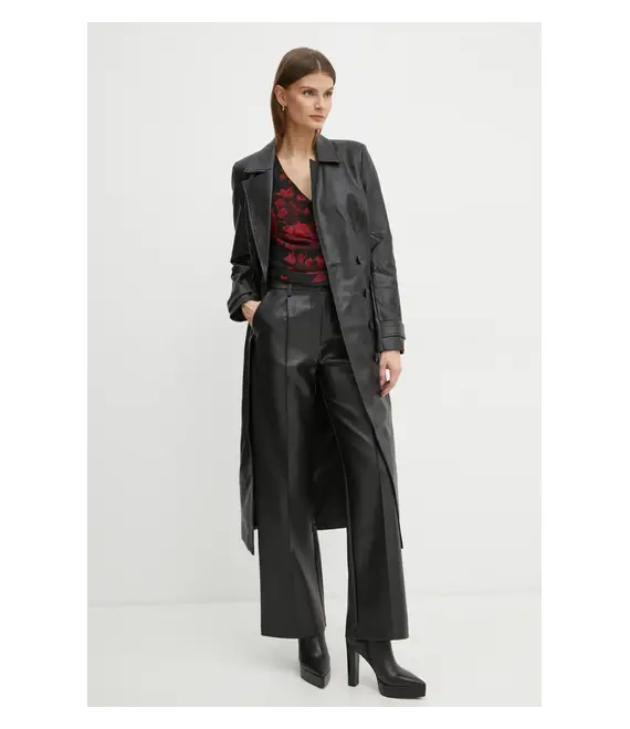 Παλτό Bardot VEGAN LEATHER χρώμα: μαύρο, 56210JB8