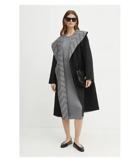 Μάλλινο παλτό διπλής όψης Karl Lagerfeld χρώμα: μαύρο, 246W1502