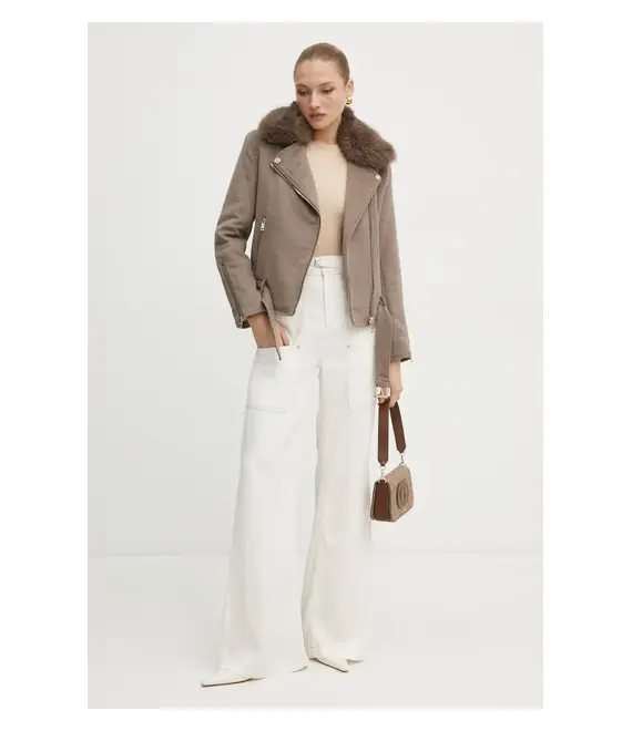 Μπουφάν από μίγμα μαλλιού Guess NANCY χρώμα: μπεζ, W4BL30 WGJG2