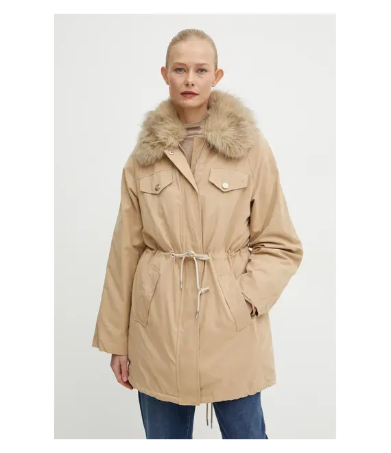 Μπουφάν Guess LUCIE χρώμα: μπεζ, W4BL45 WGK30