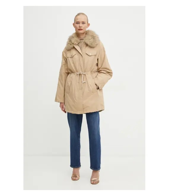 Μπουφάν Guess LUCIE χρώμα: μπεζ, W4BL45 WGK30