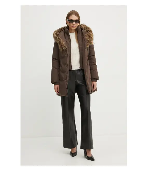 Μπουφάν Guess SYLVIE χρώμα: καφέ, W4BL59 WG7X2