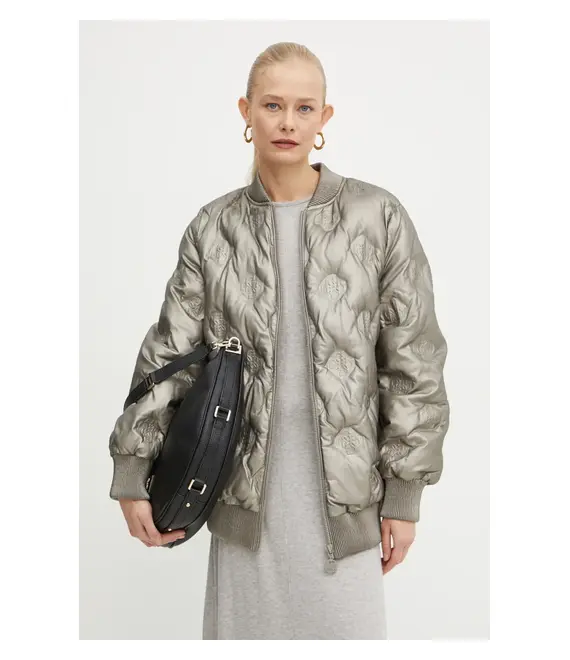 Μπουφάν bomber Guess MARIANNE γυναικείο, χρώμα: γκρι, W4BL60 WGB20