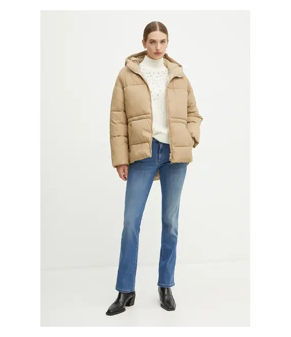 Μπουφάν Guess MARIKA χρώμα: μπεζ, W4BL99 WG0V0
