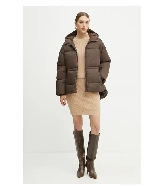 Μπουφάν Guess MARIKA χρώμα: καφέ, W4BL99 WG0V0
