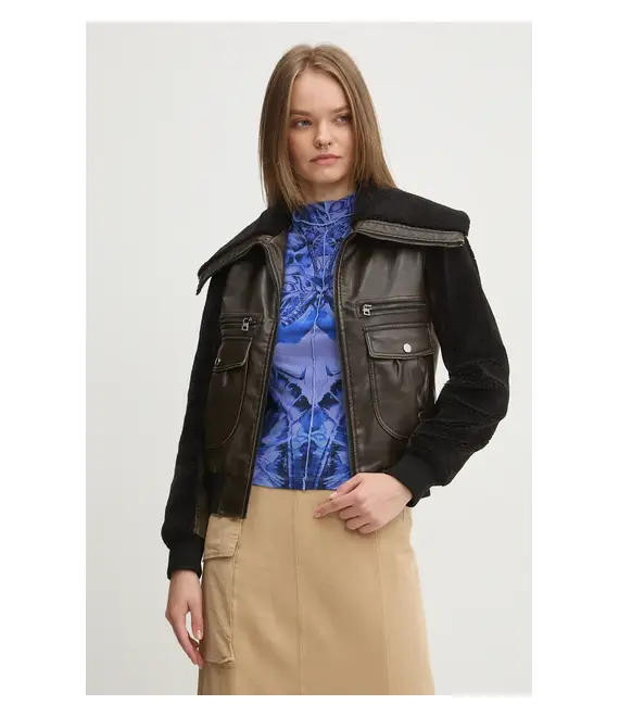 Μπουφάν Desigual FLORENCIA χρώμα: καφέ, 24WWEW33