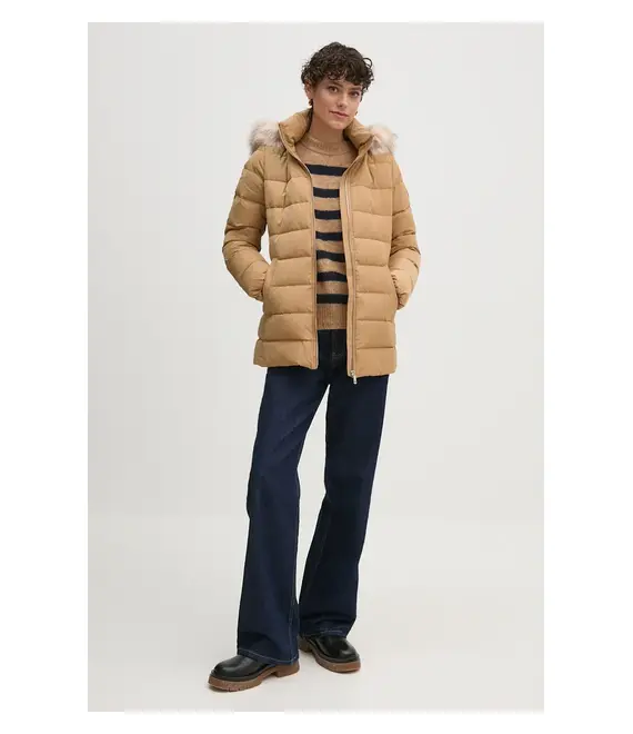 Μπουφάν Tommy Hilfiger χρώμα: μπεζ, WW0WW43600