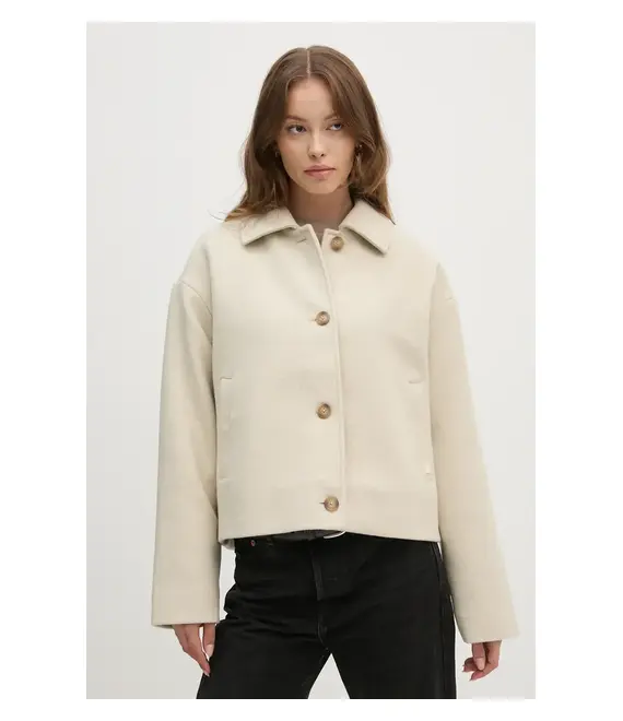 Μάλλινο παλτό Calvin Klein Jeans χρώμα: μπεζ, J20J224128