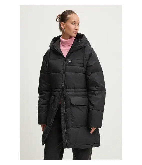 Μπουφάν Tommy Jeans χρώμα: μαύρο, DW0DW18842
