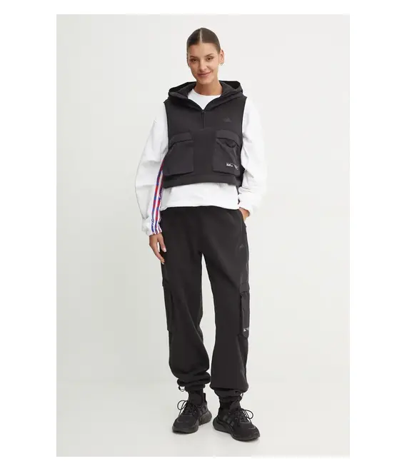 Γιλέκο adidas City Escape χρώμα: μαύρο, με κουκούλα, IV7521