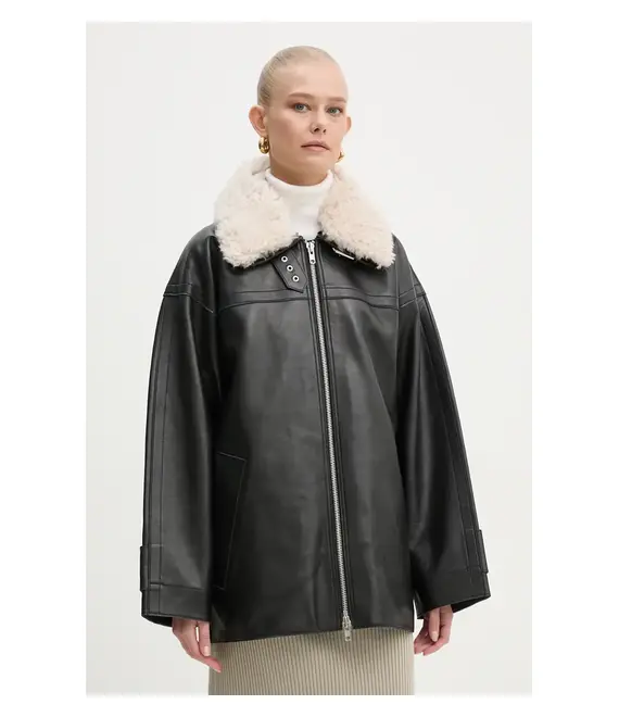 Δερμάτινο μπουφάν Stand Studio Emelia Jacket χρώμα: μαύρο, 62271-7540