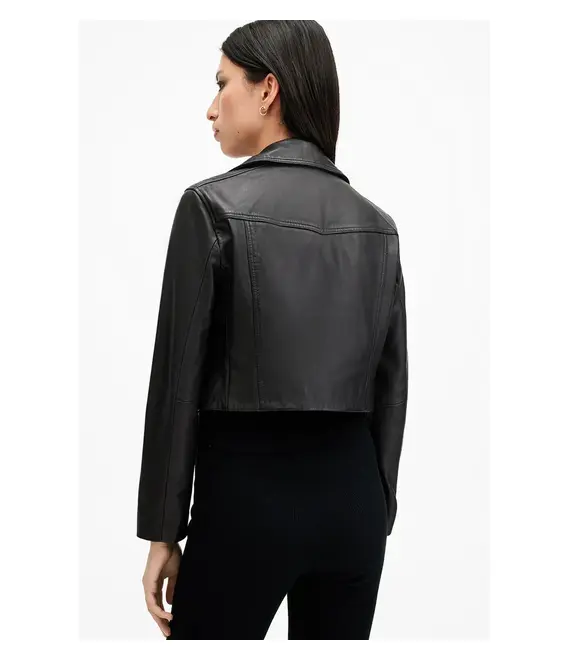 Δερμάτινο μπουφάν AllSaints ELORA χρώμα: μαύρο, W088LB