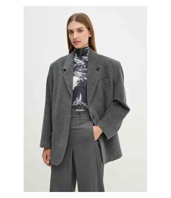 Μάλλινο σακάκι Remain Heavy Wool Blazer χρώμα: γκρι, 501887514