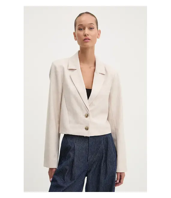Σακάκι Abercrombie & Fitch χρώμα: μπεζ, KI144-4142