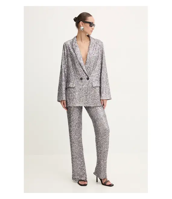 Σακάκι Never Fully Dressed Gunmetal Sequin 54 Blazer χρώμα: γκρι, NFDOU362