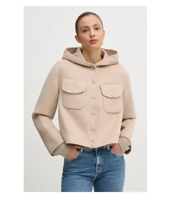 Μπουφάν από μίγμα μαλλιού Pedro del Hierro χρώμα: μπεζ, 6758300
