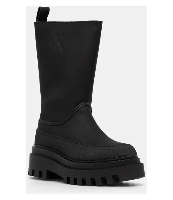 Γαλότσες Calvin Klein Jeans FLATFORM RAINBOOT HIGH MG R χρώμα: μαύρο, YW0YW01559