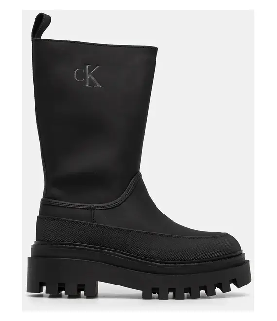 Γαλότσες Calvin Klein Jeans FLATFORM RAINBOOT HIGH MG R χρώμα: μαύρο, YW0YW01559